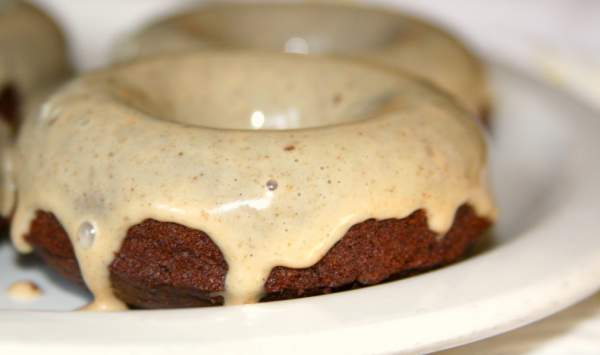 gluten free chocolate donut with peanut butter glaze