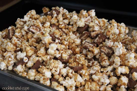 snickers popcorn recipe