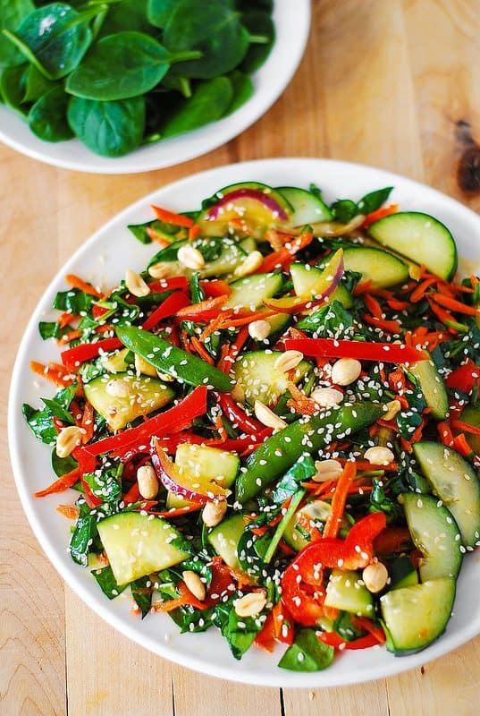 crunch asian salad with gluten free dressing