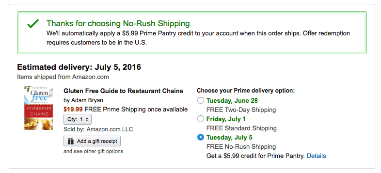 Amazon Free No Rush Shipping