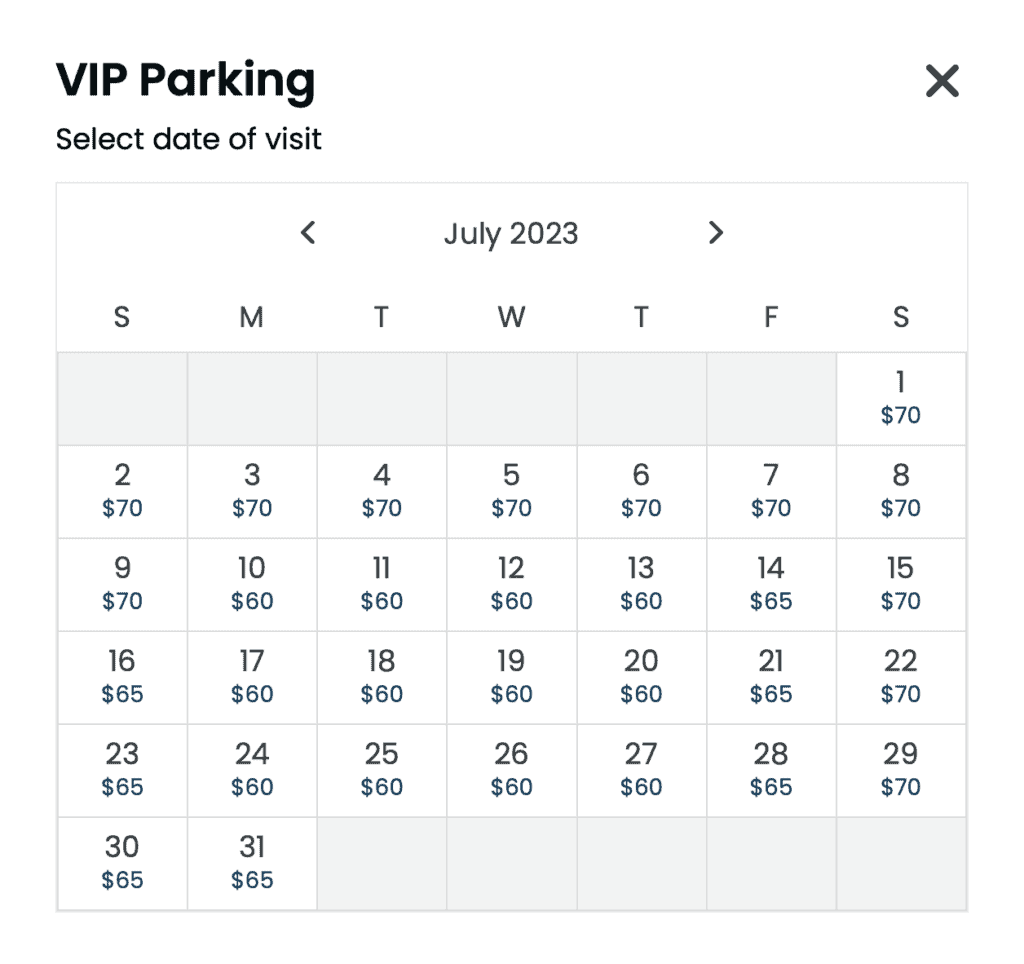 VIP Parking Calendar SeaWorld Orlando